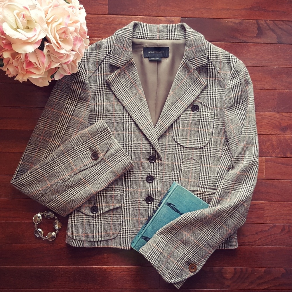 BCBGMaxAzria | Check Blazer | Grey, Taupe